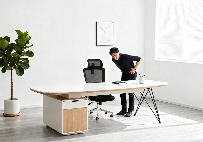 A Man Suffer Back Pain from Normal Ergo Chair