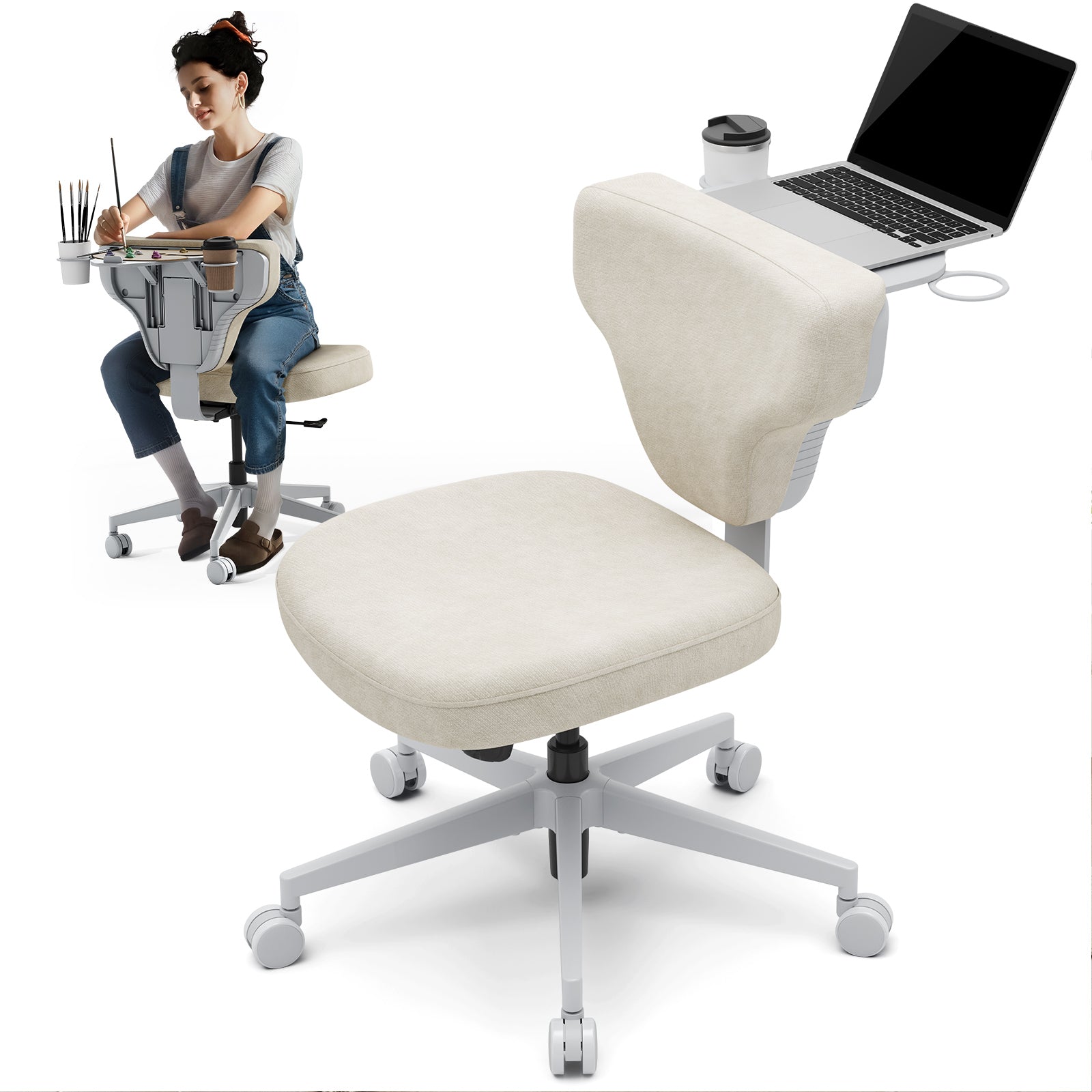 Newtral Freedom-X Multi-Posture Cross Legged Chair (Without Armrest)-Apricot