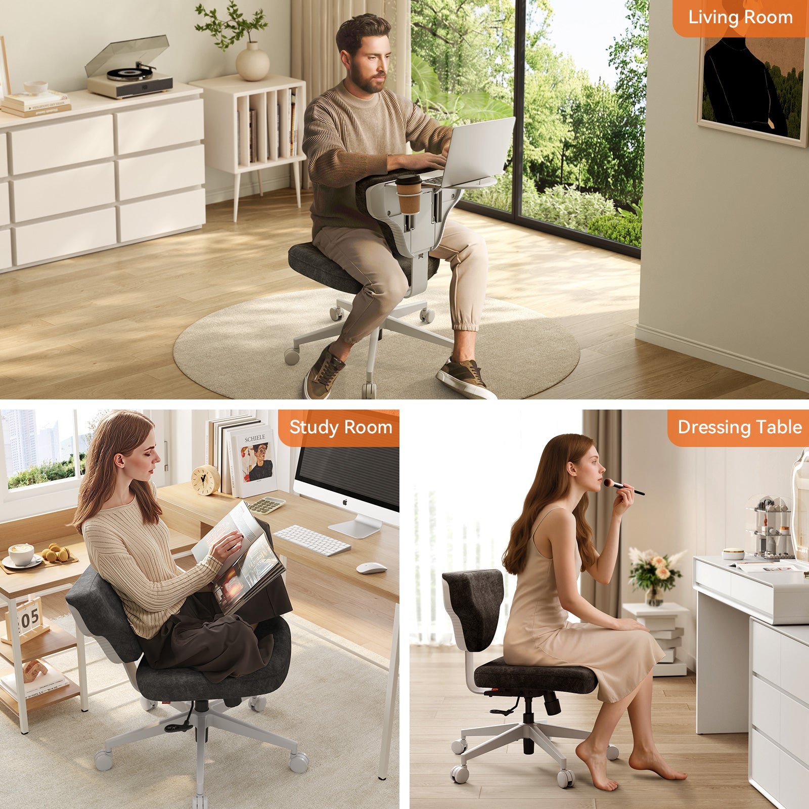 Newtral Freedom-X Multi-Posture Cross Legged Chair (Without Armrest)-Dark Grey