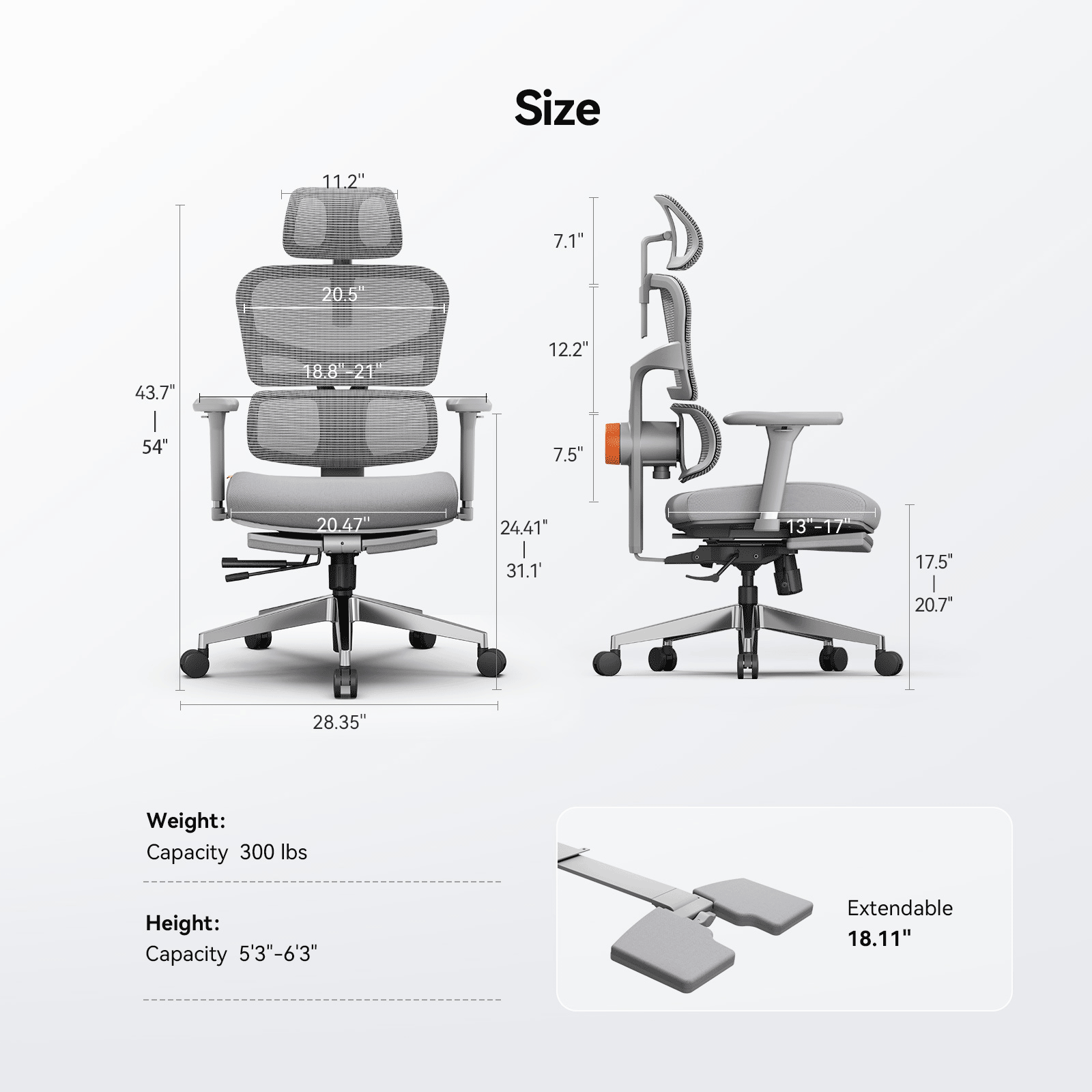 Newtral NT002 Ergonomic Office Chair with Laptop Table-Grey