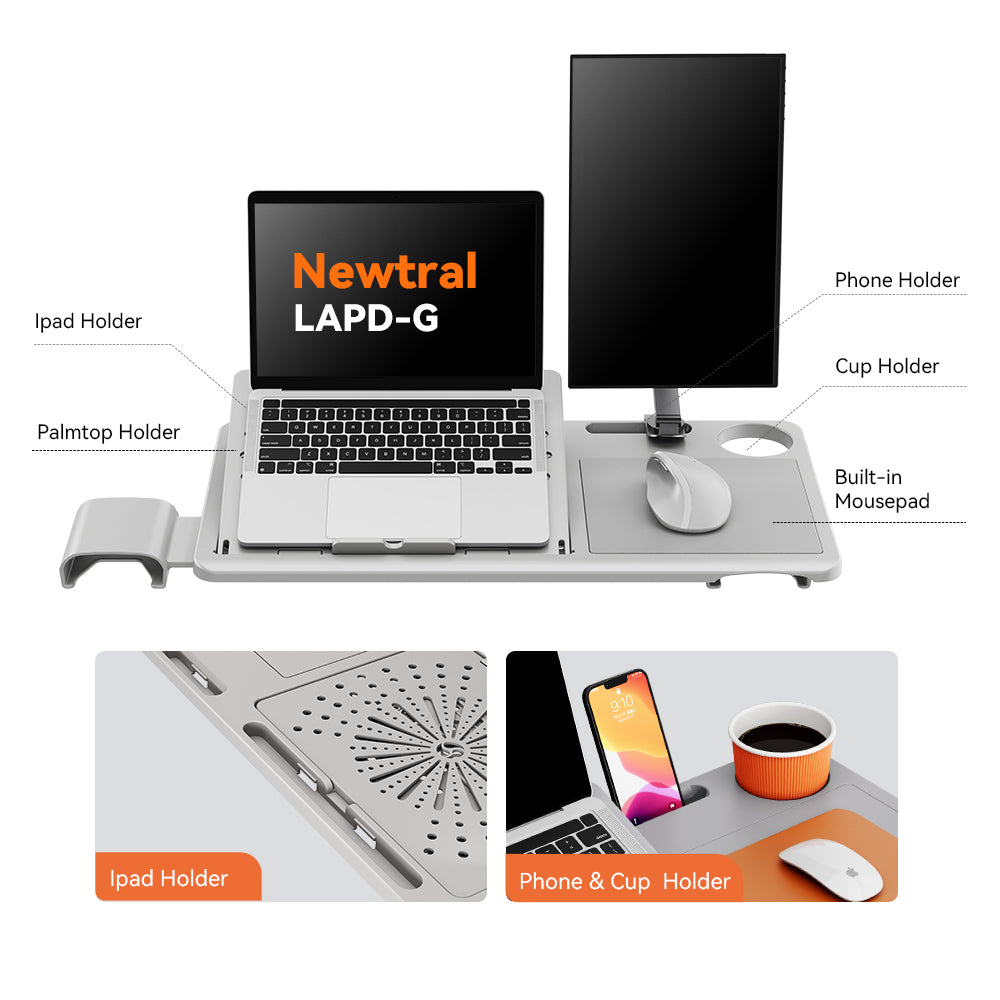 Newtral Magic H-GPRO Ergonomic Office Chair with Laptop Table-Grey