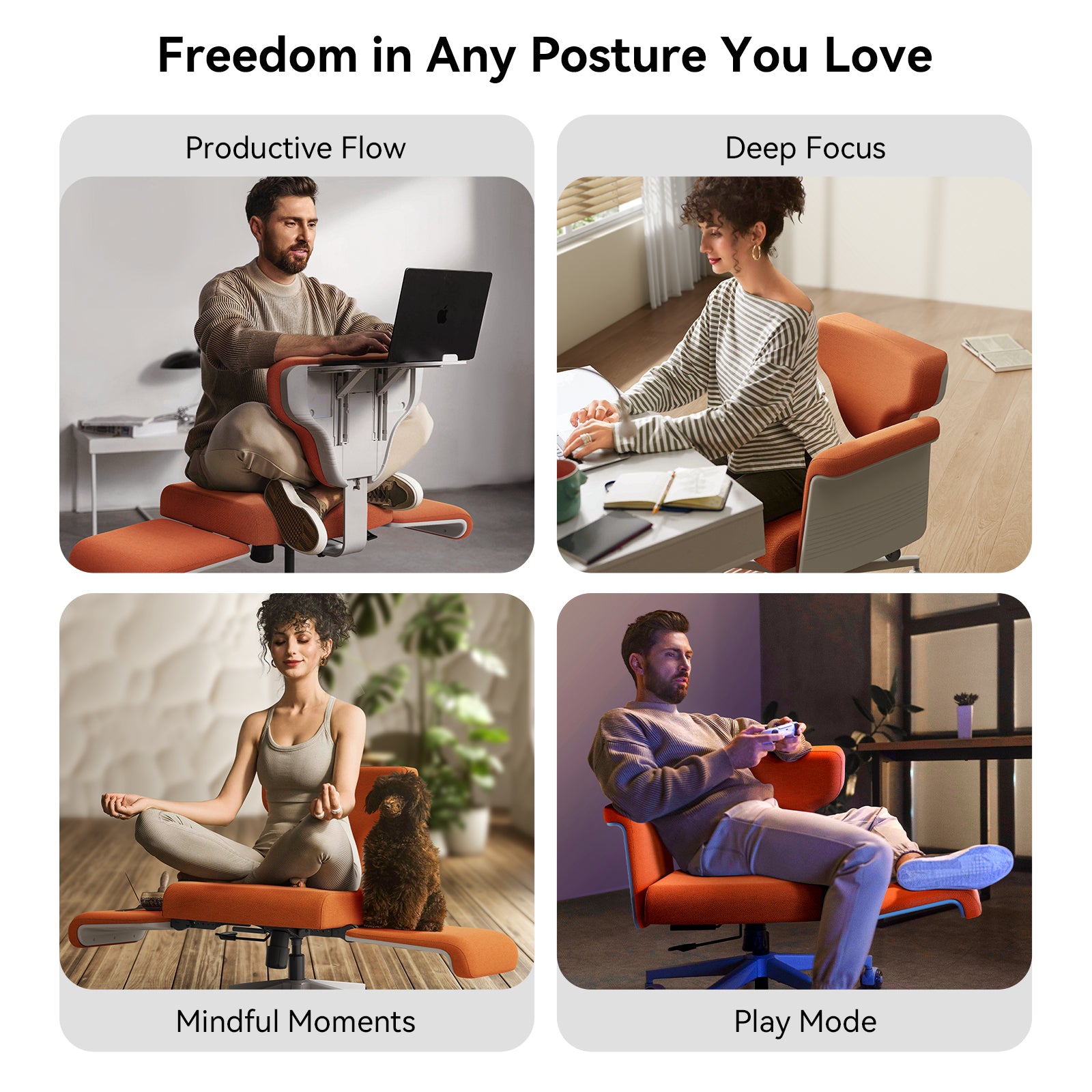 Newtral Freedom-X Multi-Posture Pro Chair with Armrest-Orange