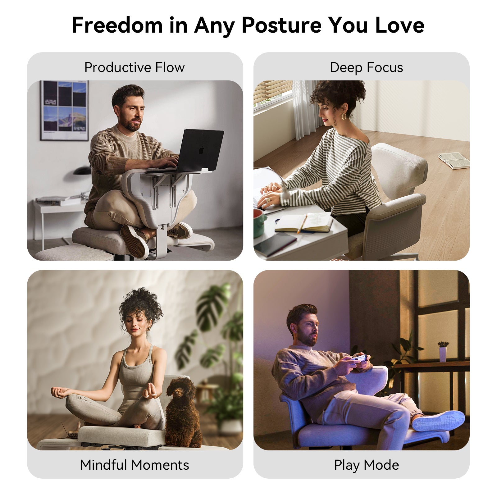 Newtral Freedom-X Multi-Posture Pro Chair with Armrest-Milk Apricot