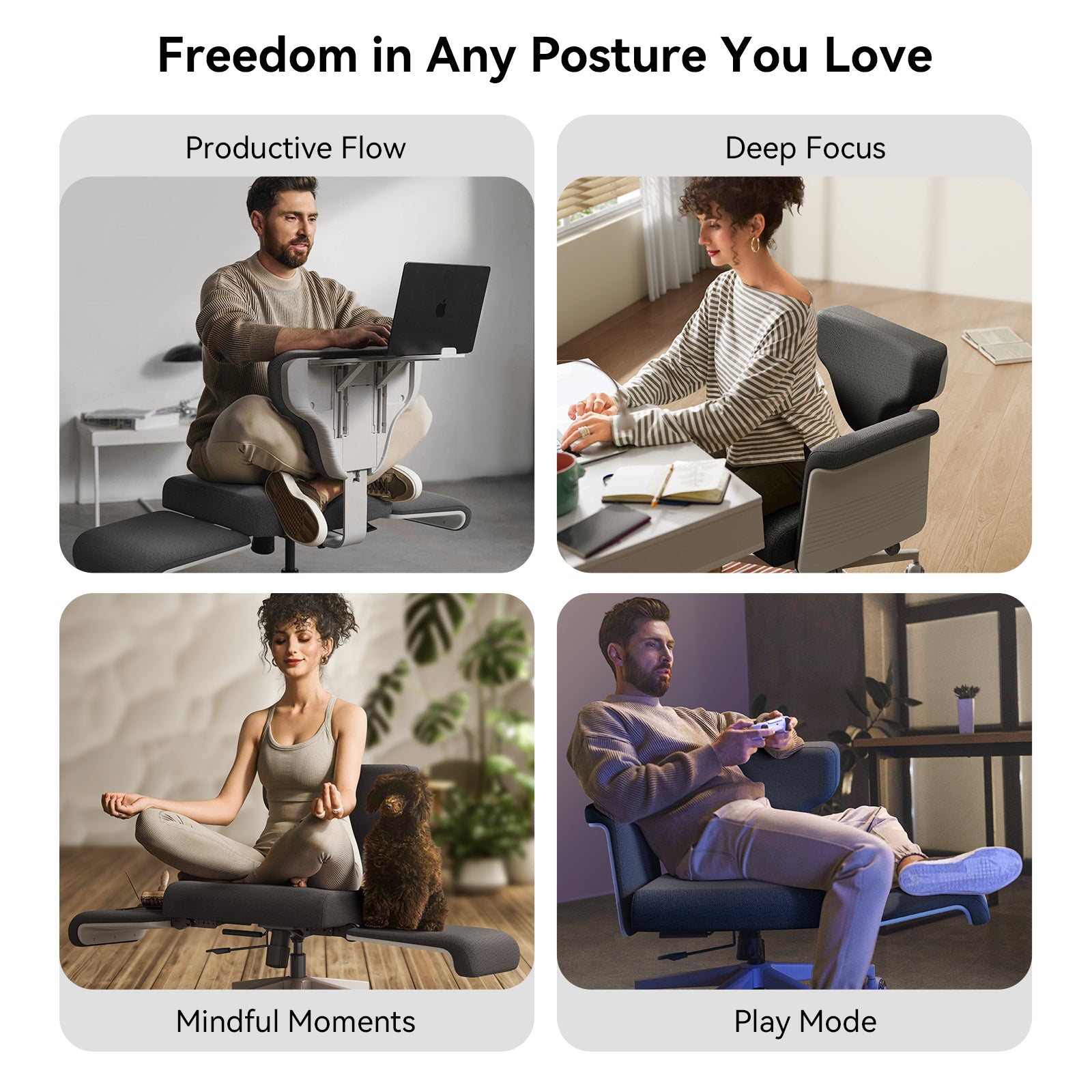 Newtral Freedom-X Multi-Posture Pro Chair with Armrest-Dark Grey