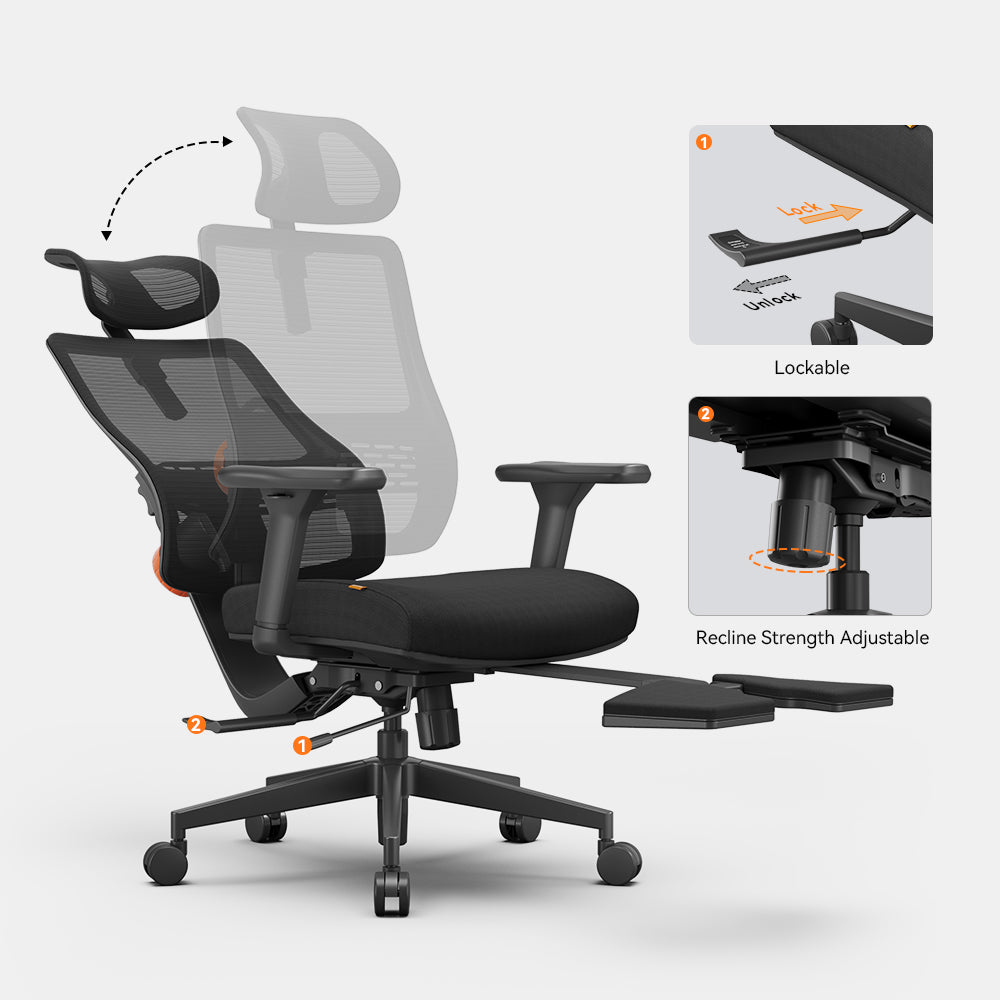 Newtral Magic H-BP Ergonomic Office Chair with Auto-following Lumbar Support-Black