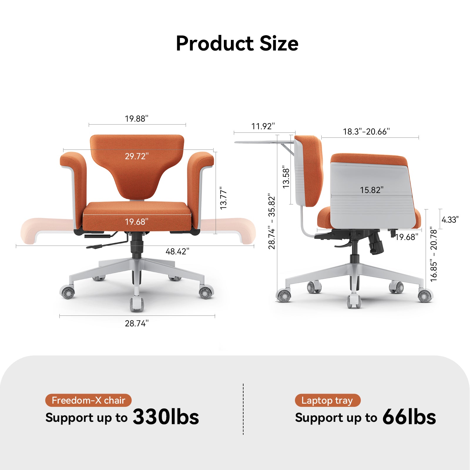 Newtral Freedom-X Multi-Posture Pro Chair with Armrest-Orange
