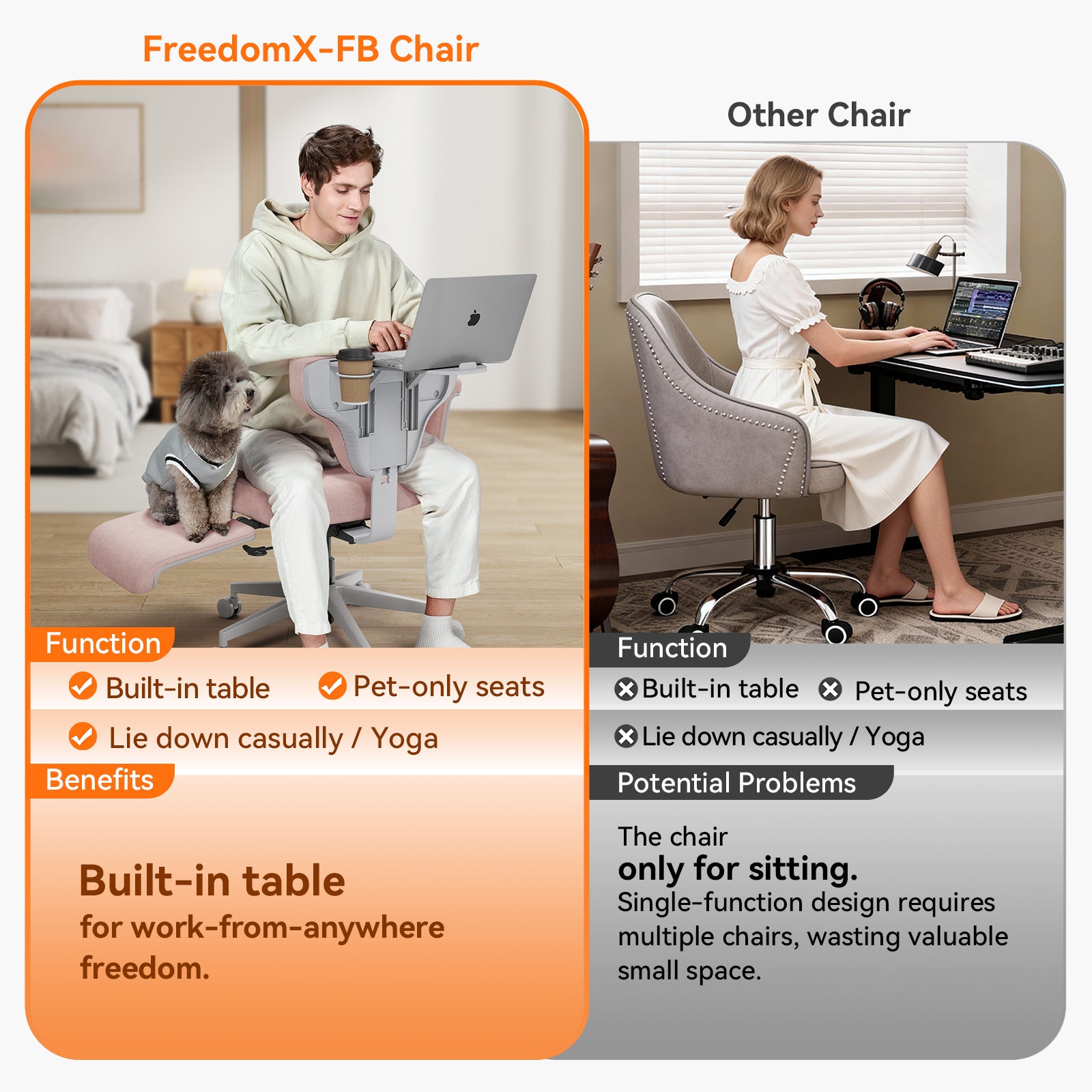 Newtral Freedom-X Multi-Posture Standard Chair with Armrest-Pink