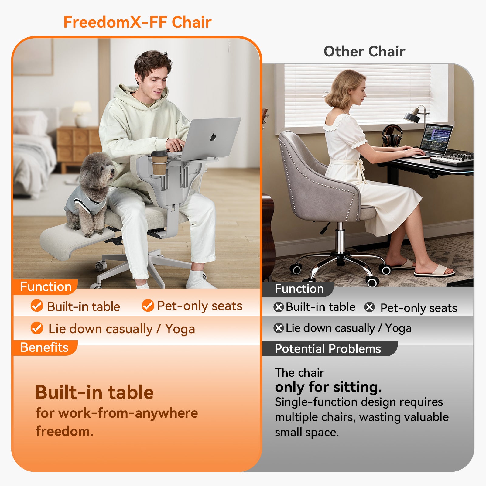 Newtral Freedom-X Multi-Posture Pro Chair with Armrest-Milk Apricot