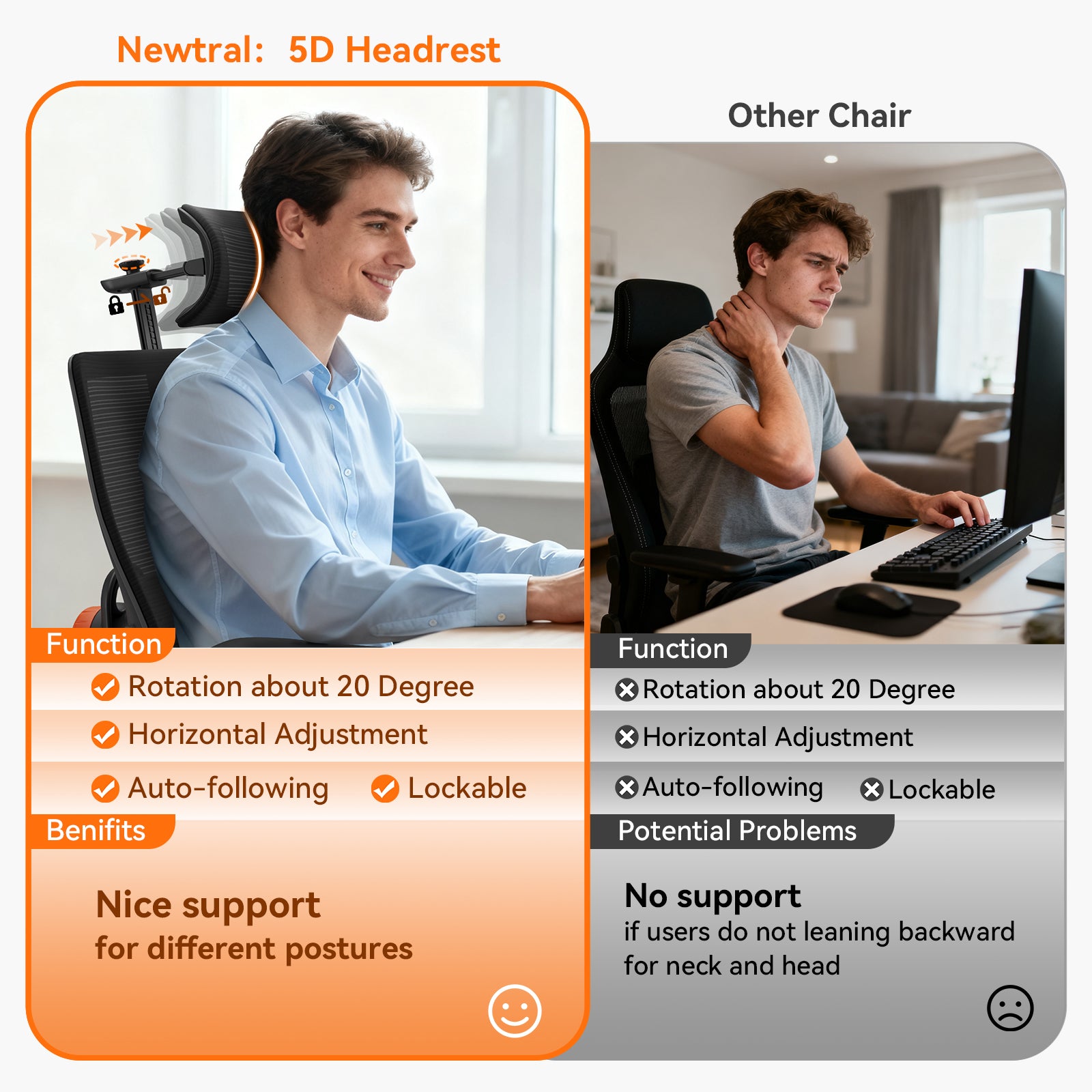 Newtral Magic H-GPRO Ergonomic Office Chair with Laptop Table-Grey