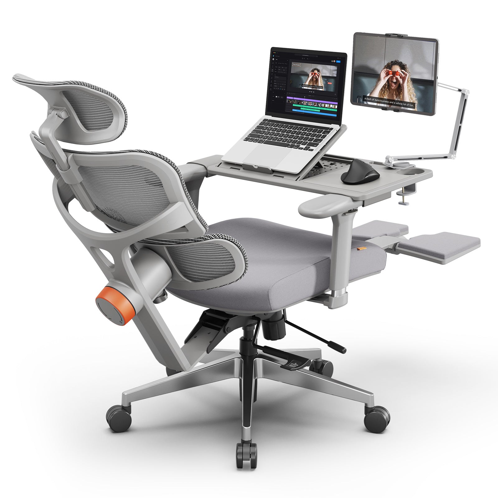 Newtral NT002 Ergonomic Office Chair with Laptop Table-Grey