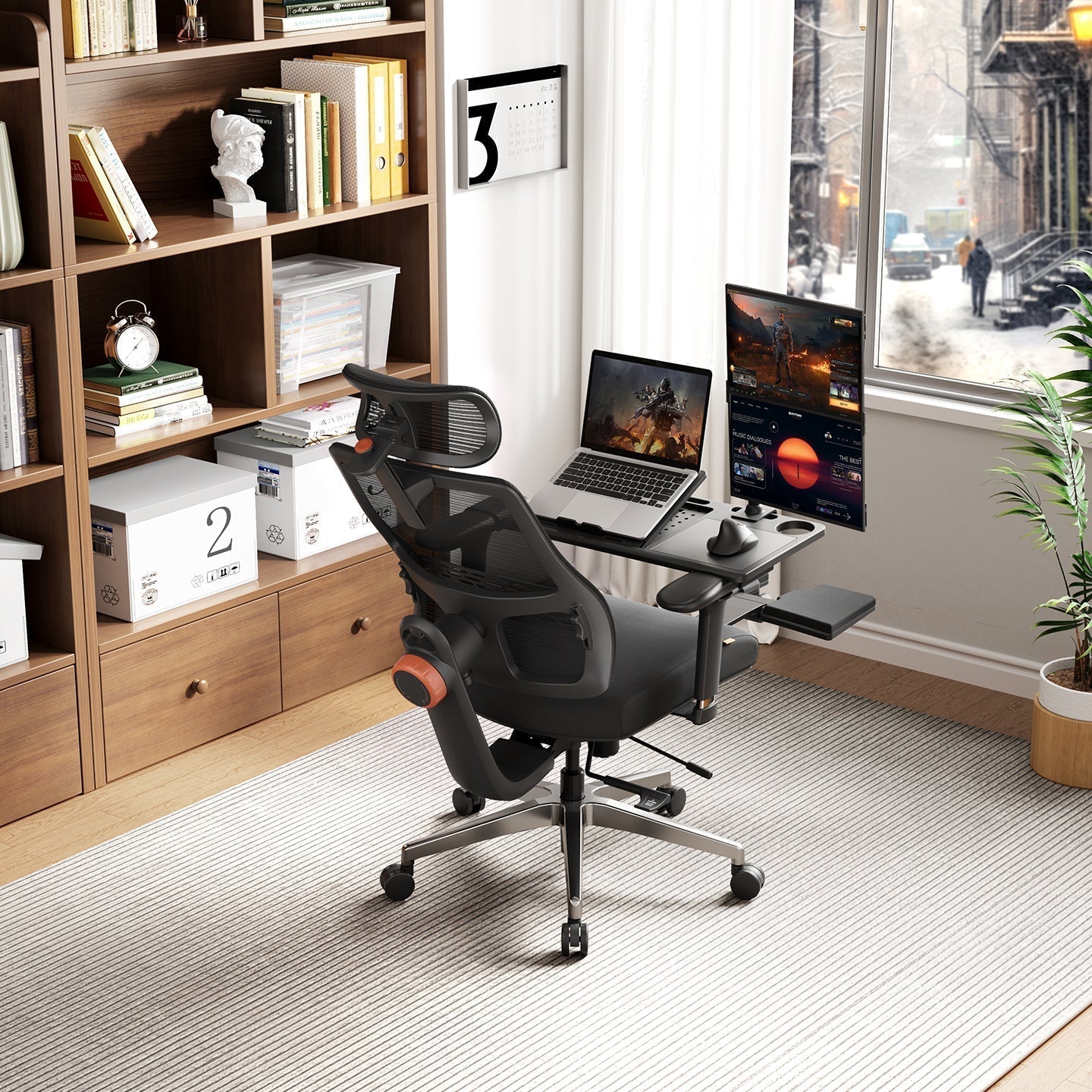 Computer Chair With a Desk Attached