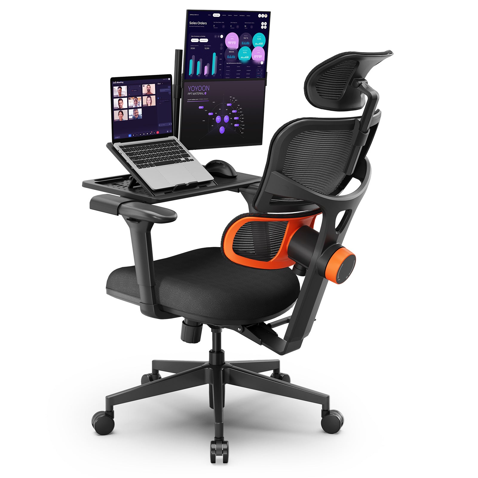 Newtral NT001 Ergonomischer Bürostuhl mit automatisch folgender Lendenwirbelstütze