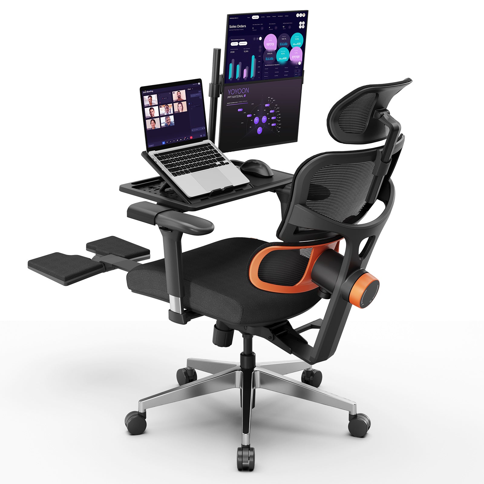 Newtral NT002 Ergonomic Office Chair with Laptop Table-Black