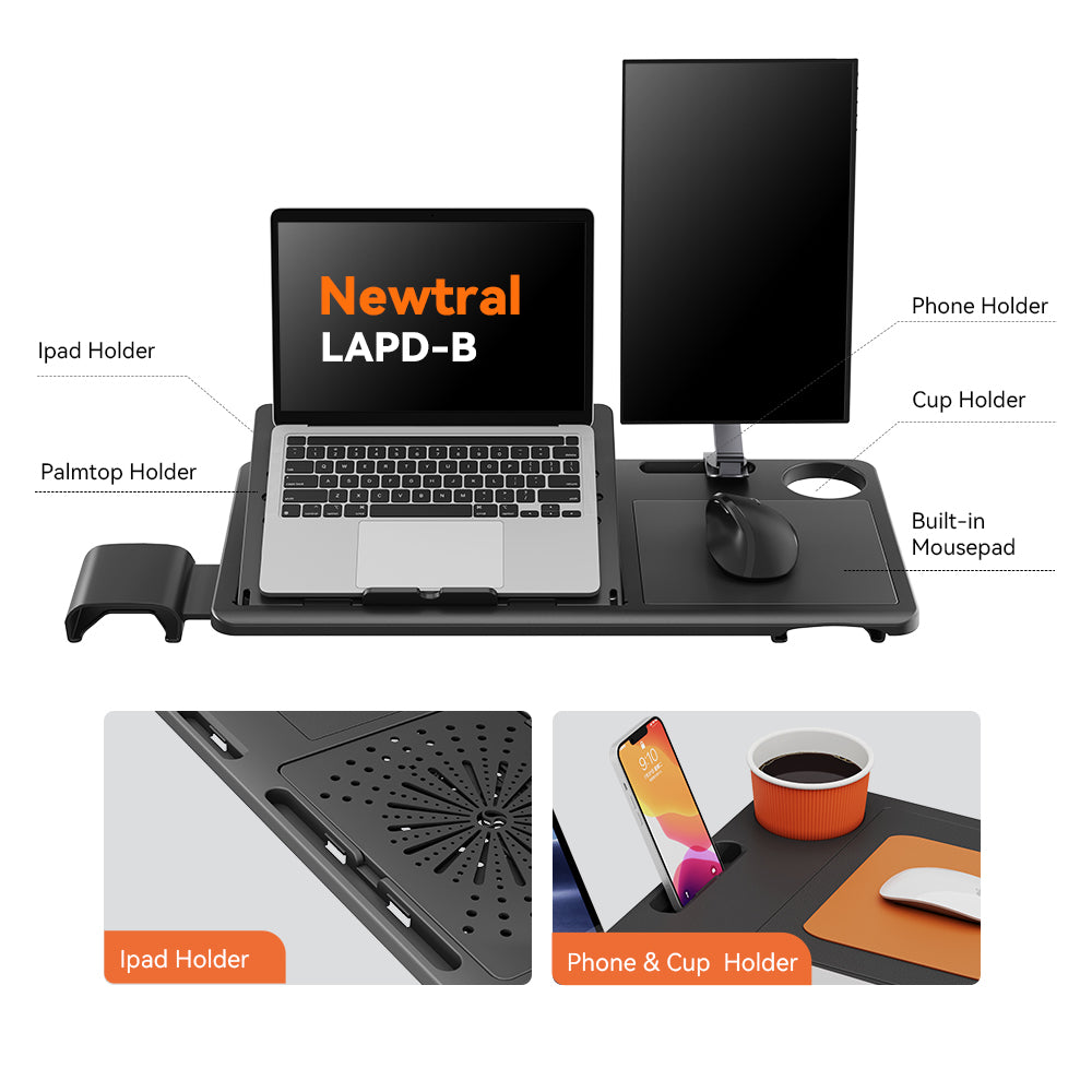 Newtral Magic H-BPRO Ergonomic Office Chair with Laptop Table-Black