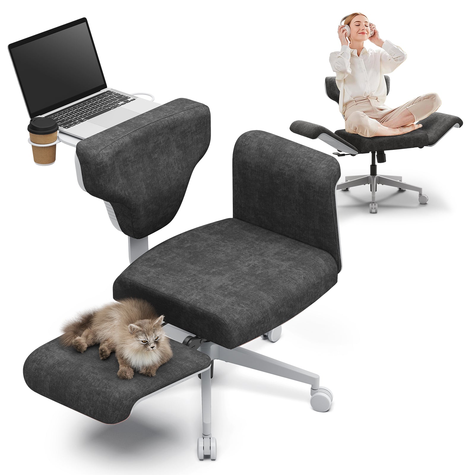 Newtral Freedom-X Dark Grey Cross Legged Office Chair with Armrest