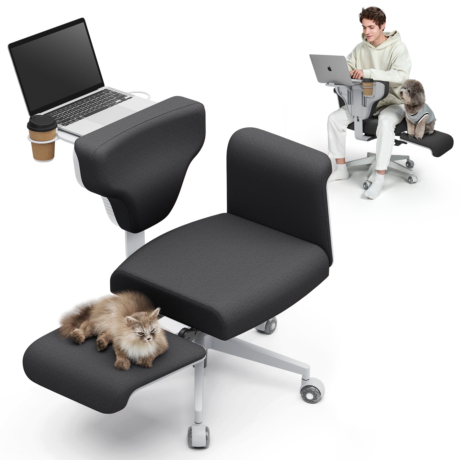 Newtral Freedom-X Milk Apricot Cross Legged Office Chair with Armrest