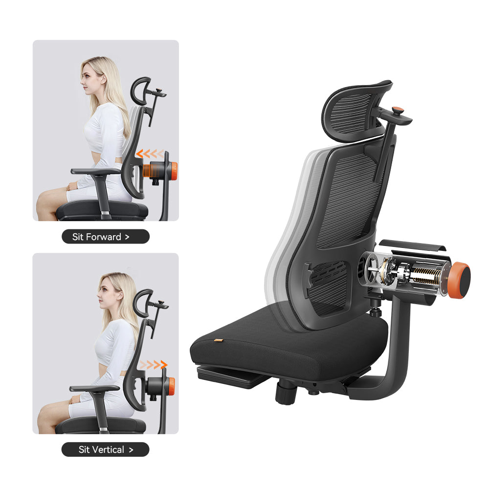 Newtral Magic H-BPRO Ergonomischer Bürostuhl mit automatischer Lendenwirbelstütze – Schwarz