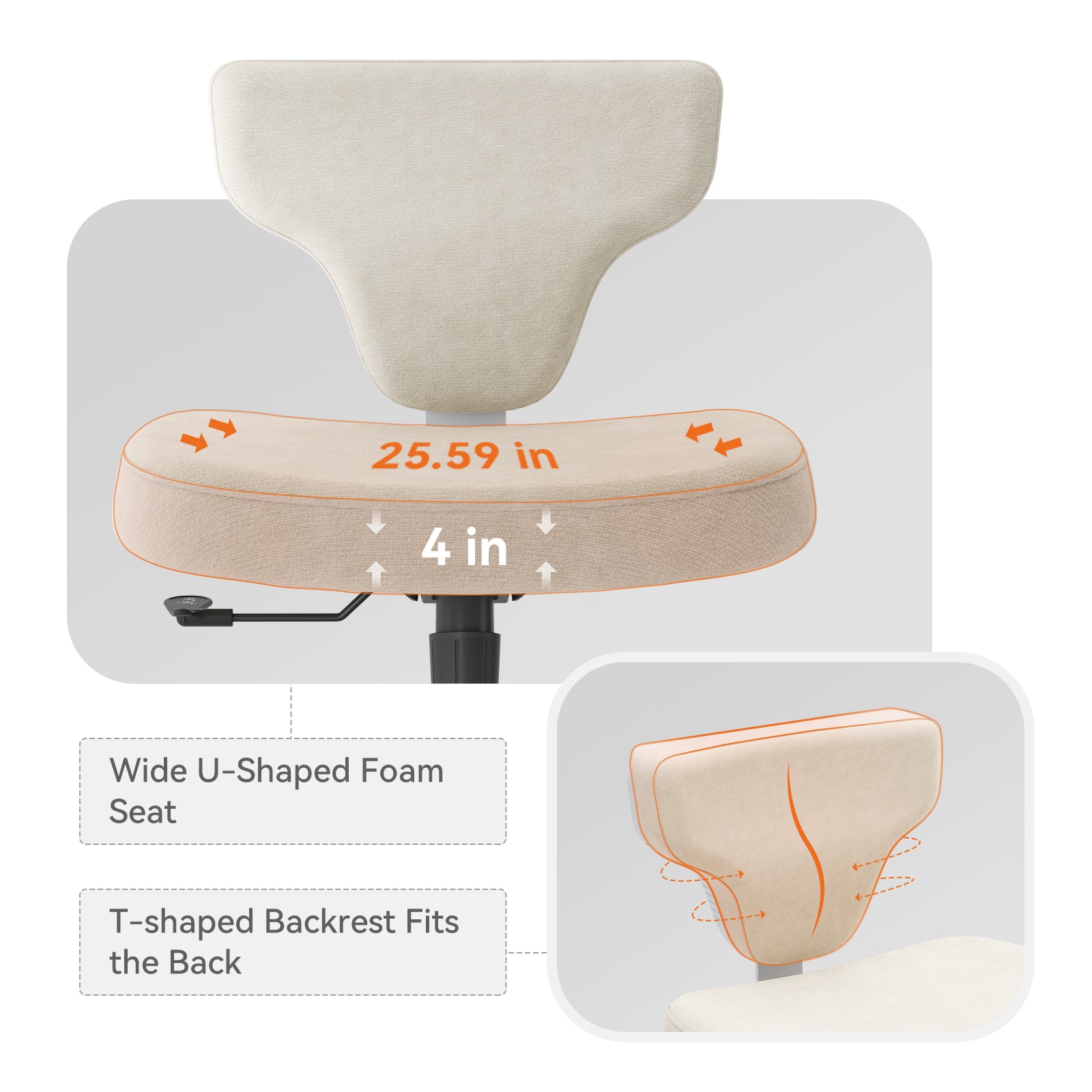 Newtral Freedom-X Pro Cross Legged Chair (Without Armrest) Apricot