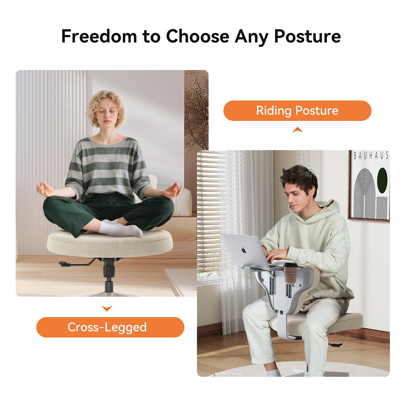 Newtral Freedom-X Pro Cross Legged Chair (Without Armrest) Apricot