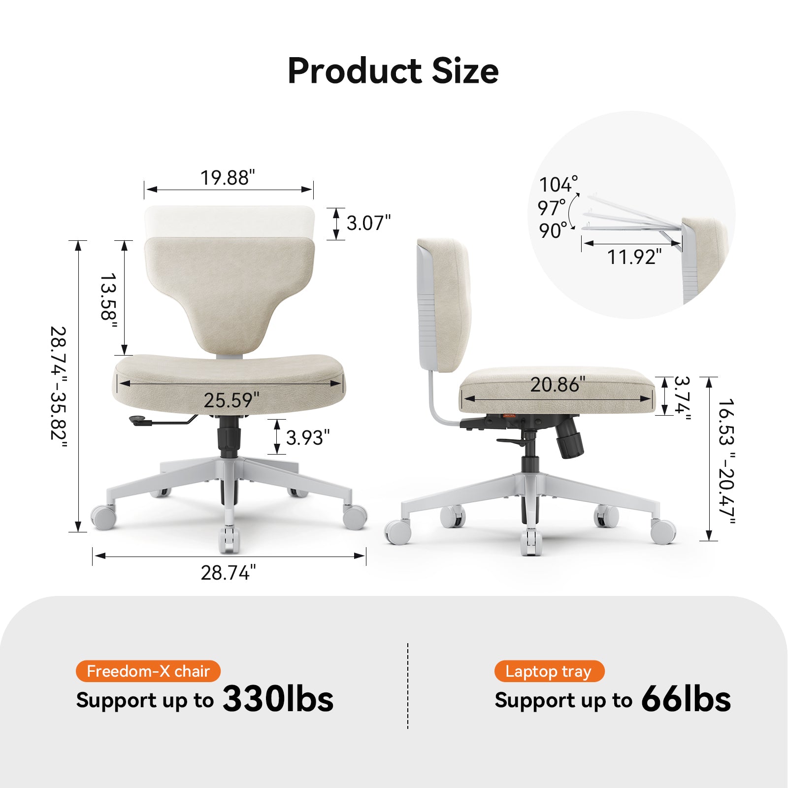 Newtral Freedom-X Pro Cross Legged Chair (Without Armrest) Apricot