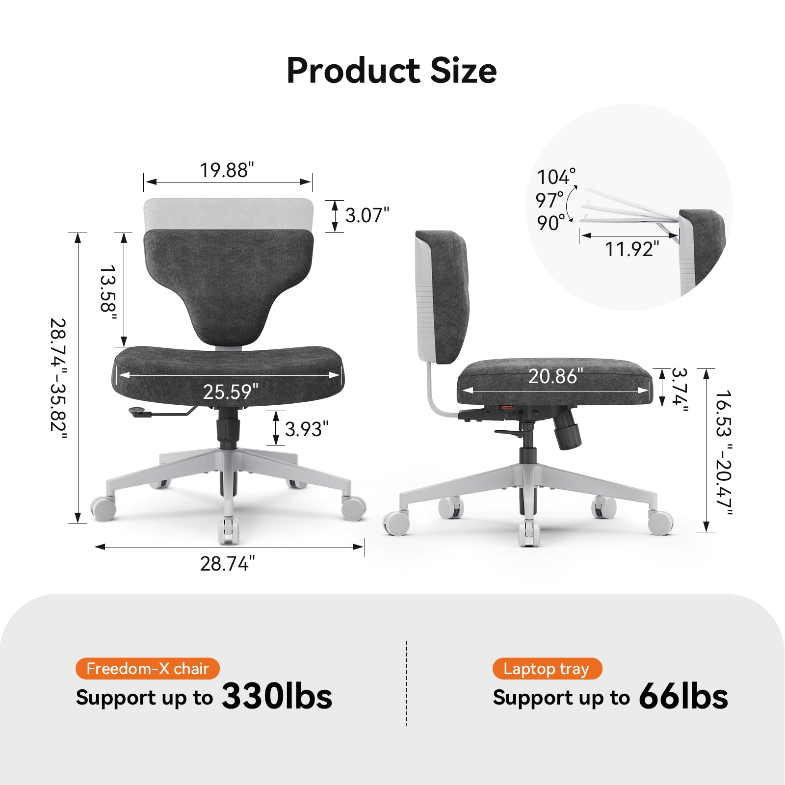 Newtral Freedom-X Pro Cross Legged Chair (Without Armrest) Dark Grey
