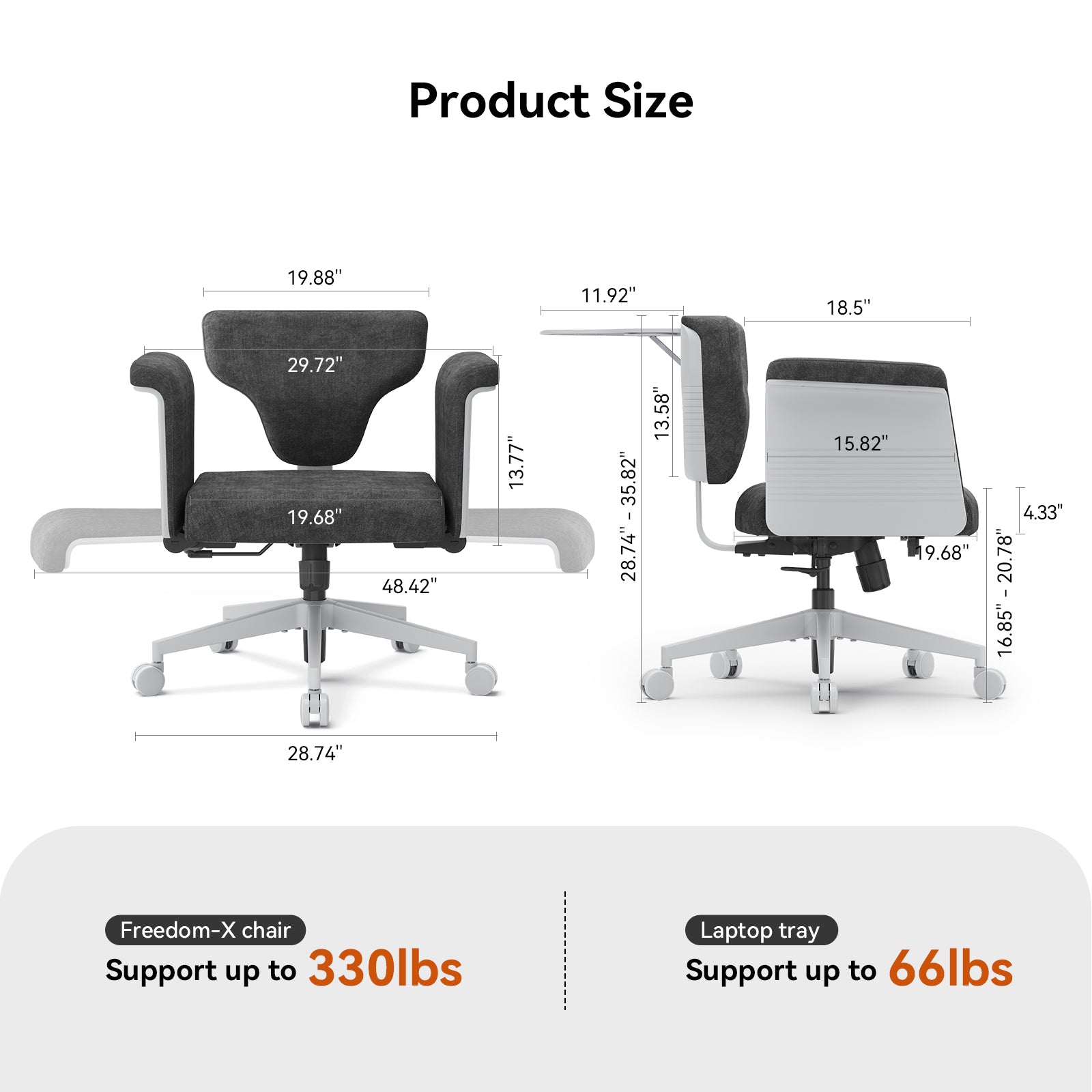 Newtral Freedom-X Multi-Posture Standard Chair with Armrest-Dark Grey