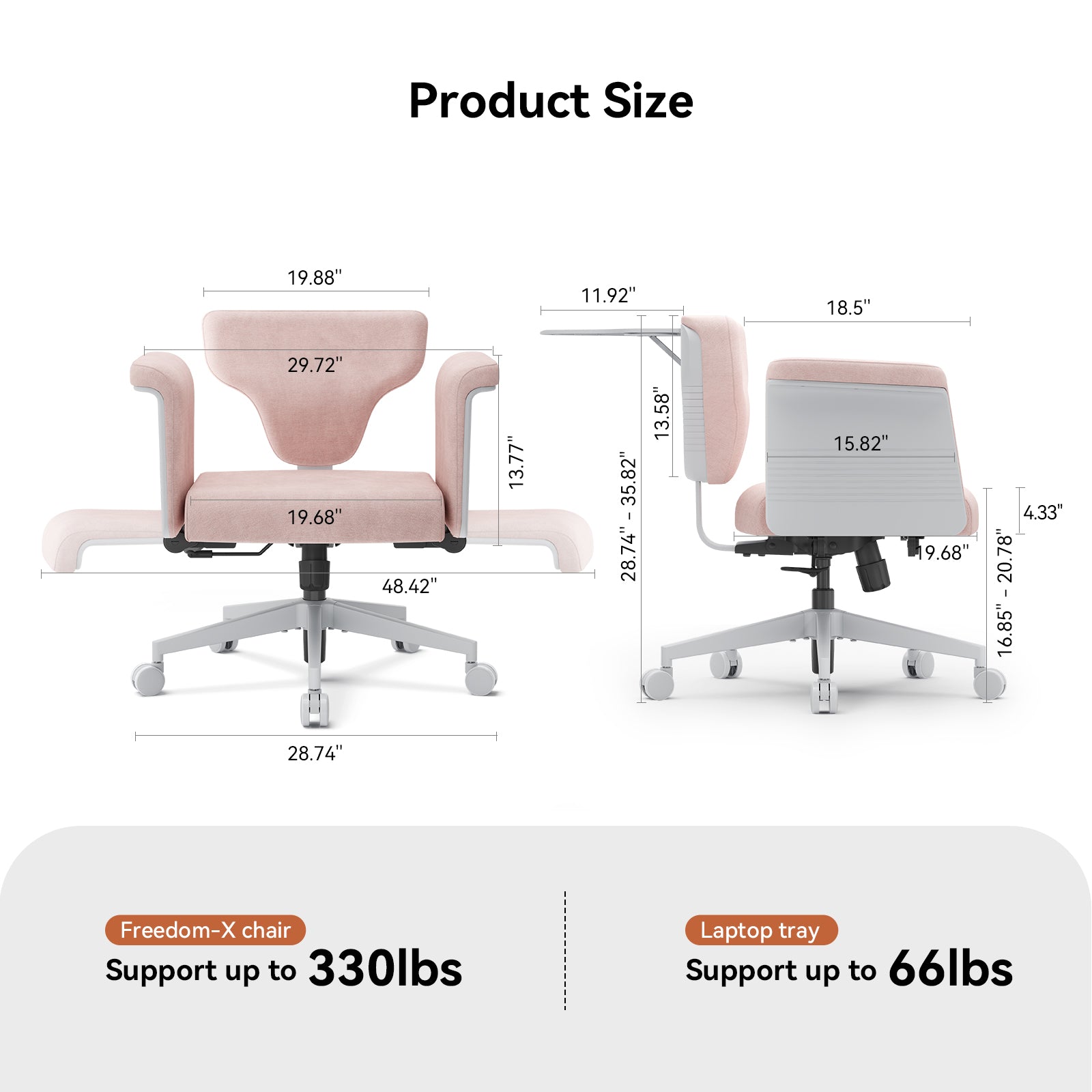 Newtral Freedom-X Multi-Posture Standard Chair with Armrest-Pink
