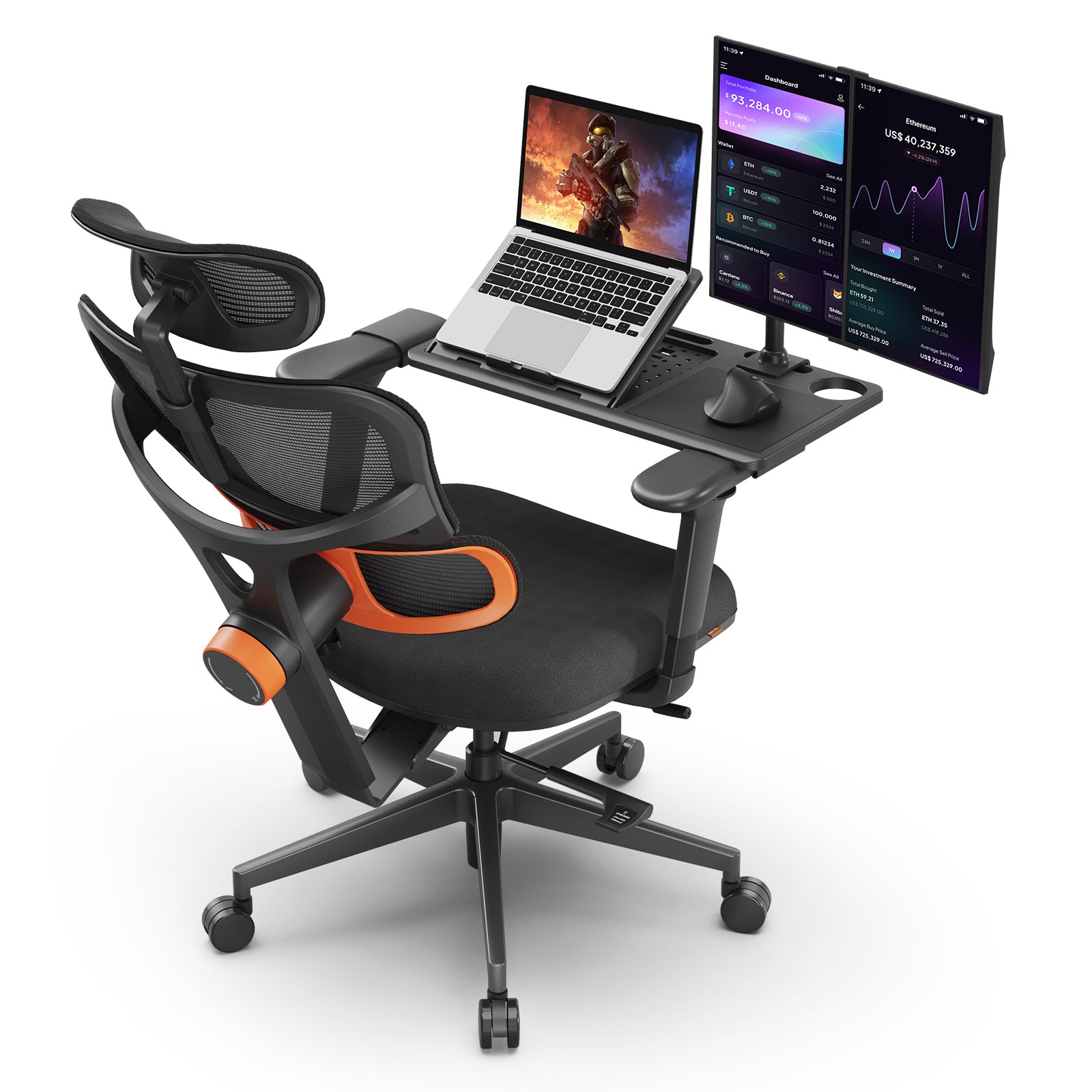 Newtral NT001 Ergonomischer Bürostuhl mit automatisch folgender Lendenwirbelstütze