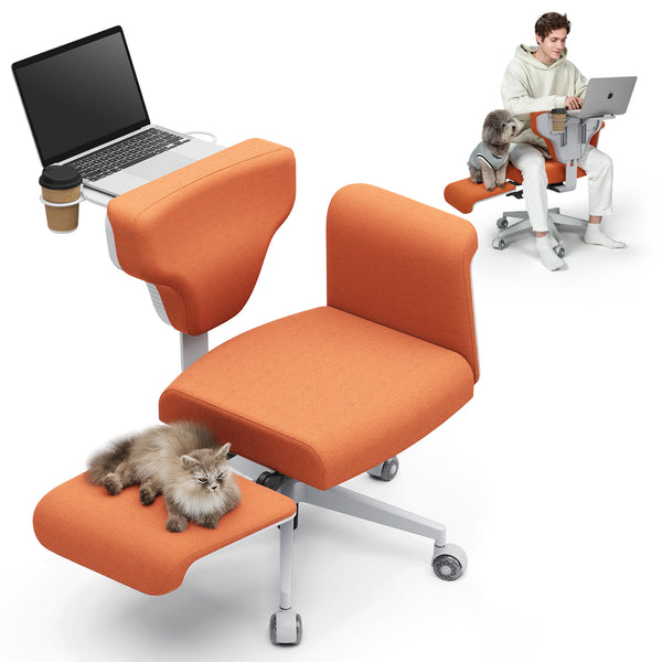 cross legged office chair orange