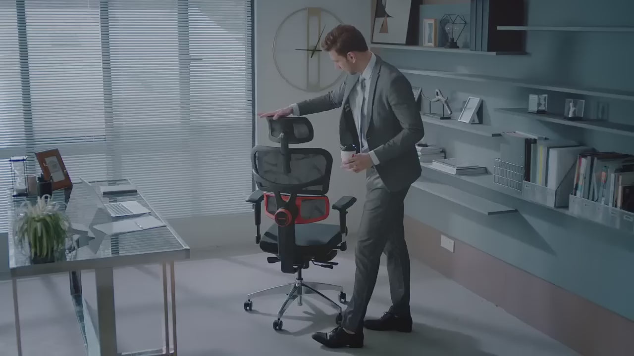 Newtral NT002 Ergonomischer Bürostuhl mit automatischer Lendenwirbelstütze – Schwarz